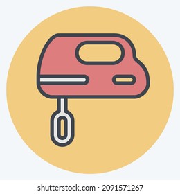 Icon Hand Mixer - Color Mate Style - Simple illustration,Editable stroke,Design template vector, Good for prints, posters, advertisements, announcements, info graphics, etc.