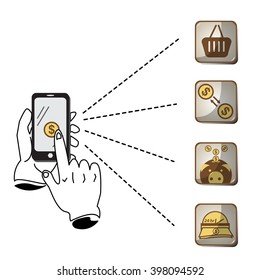 icon hand mobile money