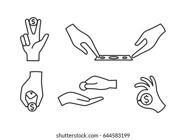 icon hand and money, vector