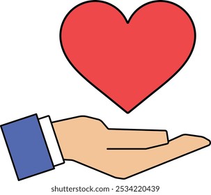 An icon of a hand offering a heart