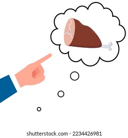 icon of a hand pointing to the thought of food