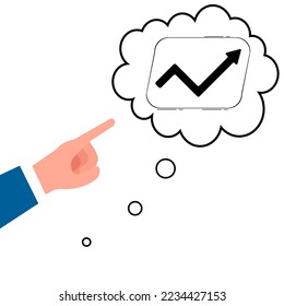icon of a hand pointing to the thought of growth