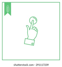 Icon of manâ??s hand pressing button
