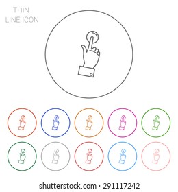 Icon of manâ??s hand pressing button