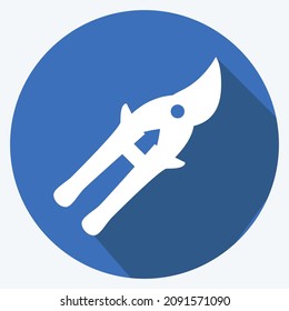 Icono Prunadores de mano - Estilo de sombra larga - Ilustración simple, trazo editable, vector de plantilla de diseño, Buena para impresiones, carteles, anuncios, anuncios, gráficos de información, etc.