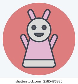 Icon Hand Puppet. related to Kindergarten symbol. color mate style. design editable