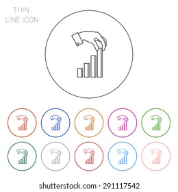 Icon of manâ??s hand putting last element of bar chart