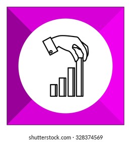 Icon of manÃ¢??s hand putting last element of bar chart