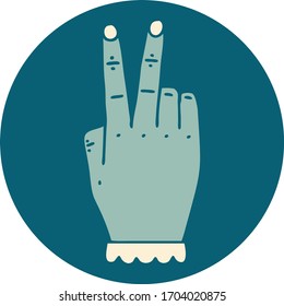 icon of hand raising two fingers gesture