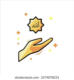 icon of a hand raising the word Allah