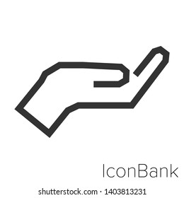 Icon hand receiving in black and white Illustration.