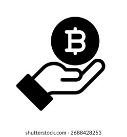 Icono de una mano que recibe una moneda, que simboliza el ingreso, el Comprobante o el depósito criptográfico