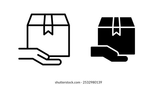 Icono de una mano que recibe un paquete, que representa la entrega del producto y el Comprobante.