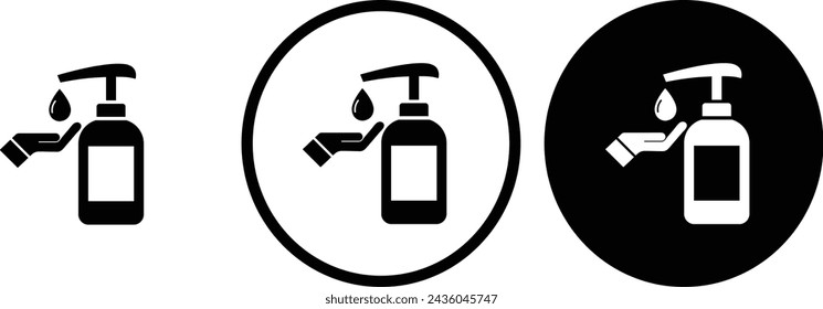 icon Hand sanitizer black outline for web site design 
and mobile dark mode apps 
Vector illustration on a white background