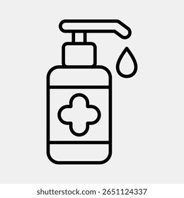 Icon hand sanitizer. Medical elements. Icon in line style.