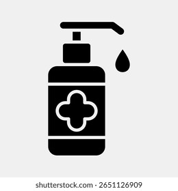 Icon hand sanitizer. Medical elements. Icon in glyph style.