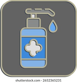 Icon hand sanitizer. Medical elements. Icon in embossed style.