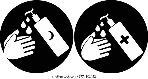 Icon Hand sanitizing Red Cross and Red Crescent