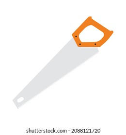 Icon Of Hand Saw. Flat Color Design. Vector Illustration.
