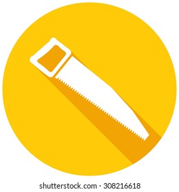 Icon hand saw with a long shadow