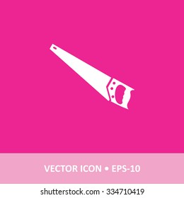 Icon of Hand Saw on Magenta Color Background. Eps-10.