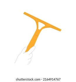Icon of a hand scraper for glass cleaning. Vector drawing style is flat on a white isolated background. Line style, sketch, symbol, minimalism