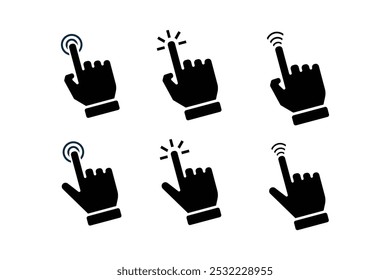 icon hand set. hand cursor. click vector icon. hand click. pointer. simple design style. indicating signs and symbols. vector template design