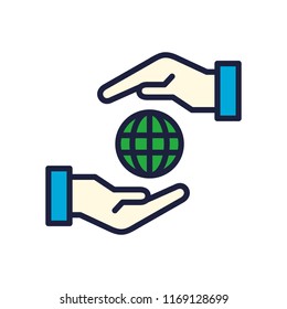icon hand world