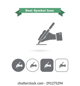 Icon of manâ??s hand writing with pen