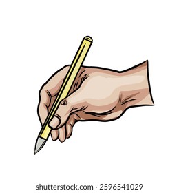 icon of a hand writing with a pen without a background
