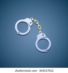 Icon handcuffs. Flat graphic. Stock vector illustration.