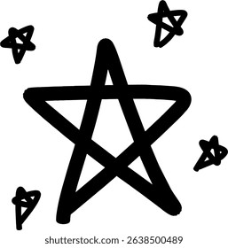 Icon Hand-drawn Star Illustration vektor Simple, Cute, and Whimsical Star Design