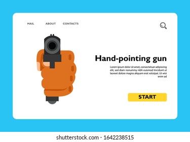Icon of hand-pointing gun. Pistol, killer, shooting. Ghetto concept. Can be used for topics like criminal, terrorism, hooligan