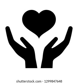 Icon Hands Carefully Holding Heart Symbol Stock Vector (Royalty Free ...