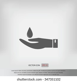 Icon of hands drop of water
