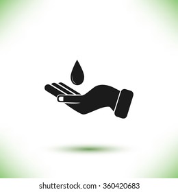 Icon of hands drop of water