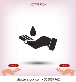 Icon of hands drop of water