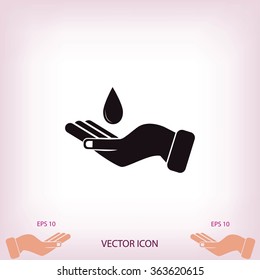 Icon of hands drop of water