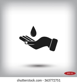 Icon of hands drop of water