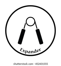 Icon of Hands expander. Thin circle design. Vector illustration.