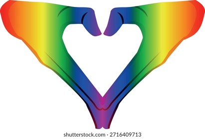 ícone de mãos dobradas em um gesto de amor com cores LGBT, como símbolo de amor, igualdade e autoexpressão