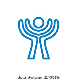 Icon with hands forming wings to hold and protect a child