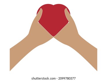 Icon of hands grabbing a red heart.