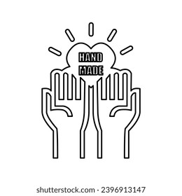 icon of hands, heart, handmade on a white background, vector illustration