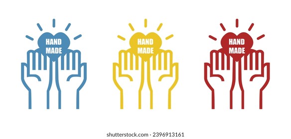 icon of hands, heart, handmade on a white background, vector illustration