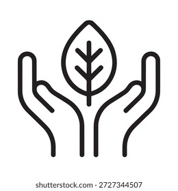 icon of hands holding a leaf high quality