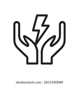 Icon of hands holding a lightning bolt, representing energy conservation or power protection