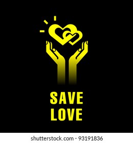 icon of hands with interlaced hearts