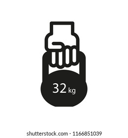 Icon hands lifting weights. Simple vector illustration.