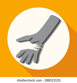 Icon Hands on white circle with a long shadow